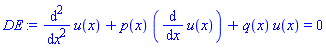 diff(diff(u(x), x), x)+p(x)*(diff(u(x), x))+q(x)*u(x) = 0