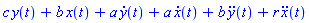 Asc(a*(diff(x(t), t))+b*x(t)+r*(diff(diff(x(t), t), t))+a*(diff(y(t), t))+b*(diff(diff(y(t), t), t))+c*y(t))