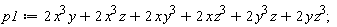 p1 := 2*x^3*y+2*x^3*z+2*x*y^3+2*x*z^3+2*y^3*z+2*y*z^3