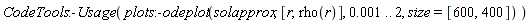CodeTools:-Usage(plots:-odeplot(solapprox, [r, rho(r)], 0.1e-2 .. 2, size = [600, 400]))