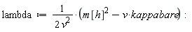 lambda := (-v*kappabare+m[h]^2)/(2*v^2):