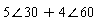 `&angle;`(5, 30)+`&angle;`(4, 60)