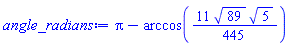 Pi-arccos((11/445)*89^(1/2)*5^(1/2))