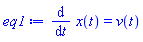 diff(x(t), t) = v(t)