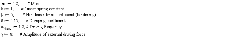 m := .2; k := 1; beta := 5; delta := .15; `&omega;__drive` := 1.2; gamma := 8