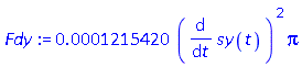 0.1215420e-3*(diff(sy(t), t))^2*Pi
