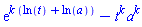 exp(k*(ln(t)+ln(a)))-t^k*a^k