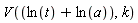 V(ln(t)+ln(a), k)