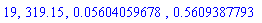 19, 319.15, 0.5604059678e-1, .5609387793
