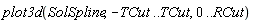 plot3d(SolSpline, -TCut .. TCut, 0 .. RCut)