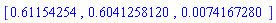 [.61154254, .6041258120, 0.74167280e-2]