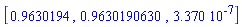 [.9630194, .9630190630, 0.3370e-6]