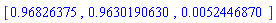 [.96826375, .9630190630, 0.52446870e-2]