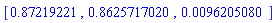[.87219221, .8625717020, 0.96205080e-2]