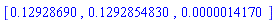 [.12928690, .1292854830, 0.14170e-5]