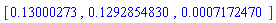 [.13000273, .1292854830, 0.7172470e-3]