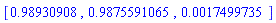 [.98930908, .9875591065, 0.17499735e-2]