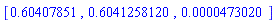 [.60407851, .6041258120, 0.473020e-4]