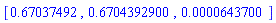 [.67037492, .6704392900, 0.643700e-4]