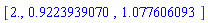 [2., .9223939070, 1.077606093]