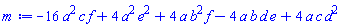 -16*a^2*c*f+4*a^2*e^2+4*a*b^2*f-4*a*b*d*e+4*a*c*d^2