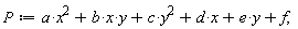 P := a*x^2+b*x*y+c*y^2+d*x+e*y+f