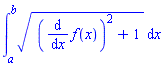 int(((diff(f(x), x))^2+1)^(1/2), x = a .. b)