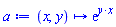 proc (x, y) options operator, arrow; exp(y*x) end proc
