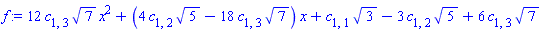 12*c[1, 3]*7^(1/2)*x^2+(4*c[1, 2]*5^(1/2)-18*c[1, 3]*7^(1/2))*x+c[1, 1]*3^(1/2)-3*c[1, 2]*5^(1/2)+6*c[1, 3]*7^(1/2)