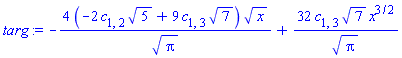 -4*(-2*c[1, 2]*5^(1/2)+9*c[1, 3]*7^(1/2))*x^(1/2)/Pi^(1/2)+32*c[1, 3]*7^(1/2)*x^(3/2)/Pi^(1/2)