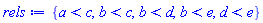 {a < c, b < c, b < d, b < e, d < e}