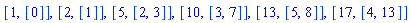 [1, [0]], [2, [1]], [5, [2, 3]], [10, [3, 7]], [13, [5, 8]], [17, [4, 13]]