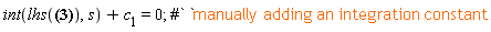 int(lhs((diff(phi(s), s))*(diff(diff(phi(s), s), s)+K*cos(phi(s))) = 0), s)+c__1 = 0