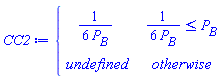 piecewise((1/6)/P[B] <= P[B], (1/6)/P[B], undefined)