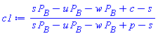 (s*P[B]-u*P[B]-w*P[B]+c-s)/(s*P[B]-u*P[B]-w*P[B]+p-s)