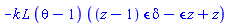 -k*L*(theta-1)*((z-1)*epsilon*delta-epsilon*z+z)