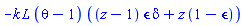 -k*L*(theta-1)*((z-1)*epsilon*delta+z*(1-epsilon))