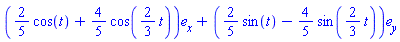 Vector[column]([[(2/5)*cos(t)+(4/5)*cos((2/3)*t)], [(2/5)*sin(t)-(4/5)*sin((2/3)*t)]], ["x", "y"])