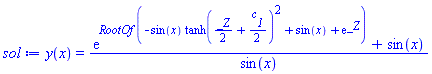 y(x) = (exp(RootOf(-sin(x)*tanh((1/2)*_Z+(1/2)*c__1)^2+sin(x)+exp(_Z)))+sin(x))/sin(x)