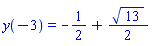 y(-3) = -1/2+(1/2)*13^(1/2)