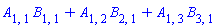 A[1, 1]*B[1, 1]+A[1, 2]*B[2, 1]+A[1, 3]*B[3, 1]