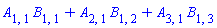 A[1, 1]*B[1, 1]+A[2, 1]*B[1, 2]+A[3, 1]*B[1, 3]