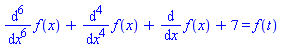 pre(diff(f(x), x)+diff(diff(diff(diff(f(x), x), x), x), x)+diff(diff(diff(diff(diff(diff(f(x), x), x), x), x), x), x)+7 = f(t))