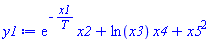 exp(-x1/T)*x2+ln(x3)*x4+x5^2