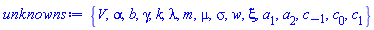 {V, alpha, b, gamma, k, lambda, m, mu, sigma, w, xi, a[1], a[2], c[-1], c[0], c[1]}