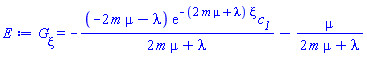 diff(G(xi), xi) = -(-2*m*mu-lambda)*exp(-(2*m*mu+lambda)*xi)*c__1/(2*m*mu+lambda)-mu/(2*m*mu+lambda)