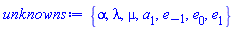 {alpha, lambda, mu, a[1], e[-1], e[0], e[1]}