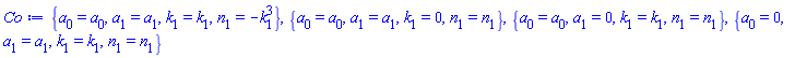 {a[0] = a[0], a[1] = a[1], k[1] = k[1], n[1] = -k[1]^3}, {a[0] = a[0], a[1] = a[1], k[1] = 0, n[1] = n[1]}, {a[0] = a[0], a[1] = 0, k[1] = k[1], n[1] = n[1]}, {a[0] = 0, a[1] = a[1], k[1] = k[1], n[1] = n[1]}