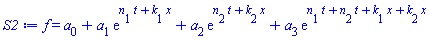 f(x, t) = a[0]+a[1]*exp(t*n[1]+x*k[1])+a[2]*exp(t*n[2]+x*k[2])+a[3]*exp(t*n[1]+t*n[2]+x*k[1]+x*k[2])