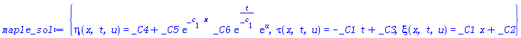 {eta(x, t, u) = _C4+_C5*exp(_c[1]*x)*_C6*exp(t/_c[1])*exp(u), tau(x, t, u) = -_C1*t+_C3, xi(x, t, u) = _C1*x+_C2}